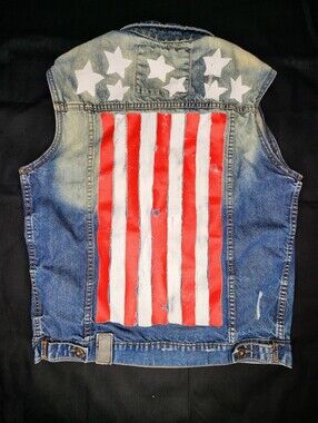 Revolution American Flag Blue Denim Vest Jacket